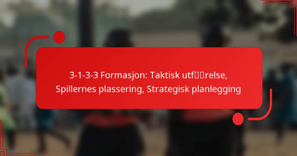 3-1-3-3 Formasjon: Taktisk utførelse, Spillernes plassering, Strategisk planlegging