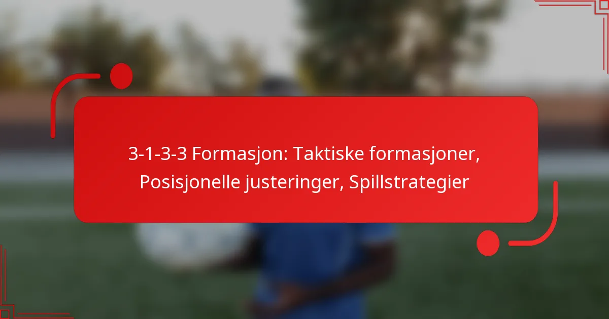 3-1-3-3 Formasjon: Taktiske formasjoner, Posisjonelle justeringer, Spillstrategier