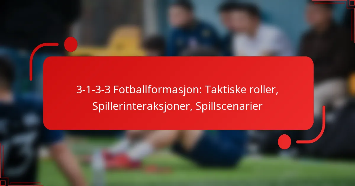 3-1-3-3 Fotballformasjon: Taktiske roller, Spillerinteraksjoner, Spillscenarier