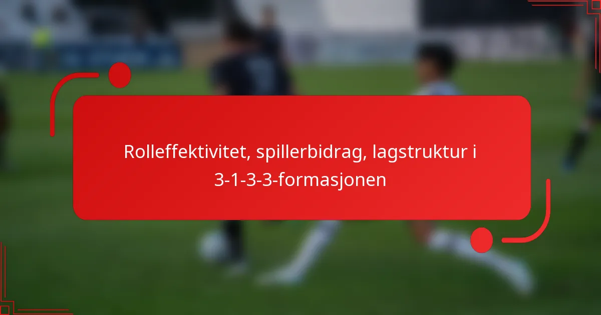Rolleffektivitet, spillerbidrag, lagstruktur i 3-1-3-3-formasjonen