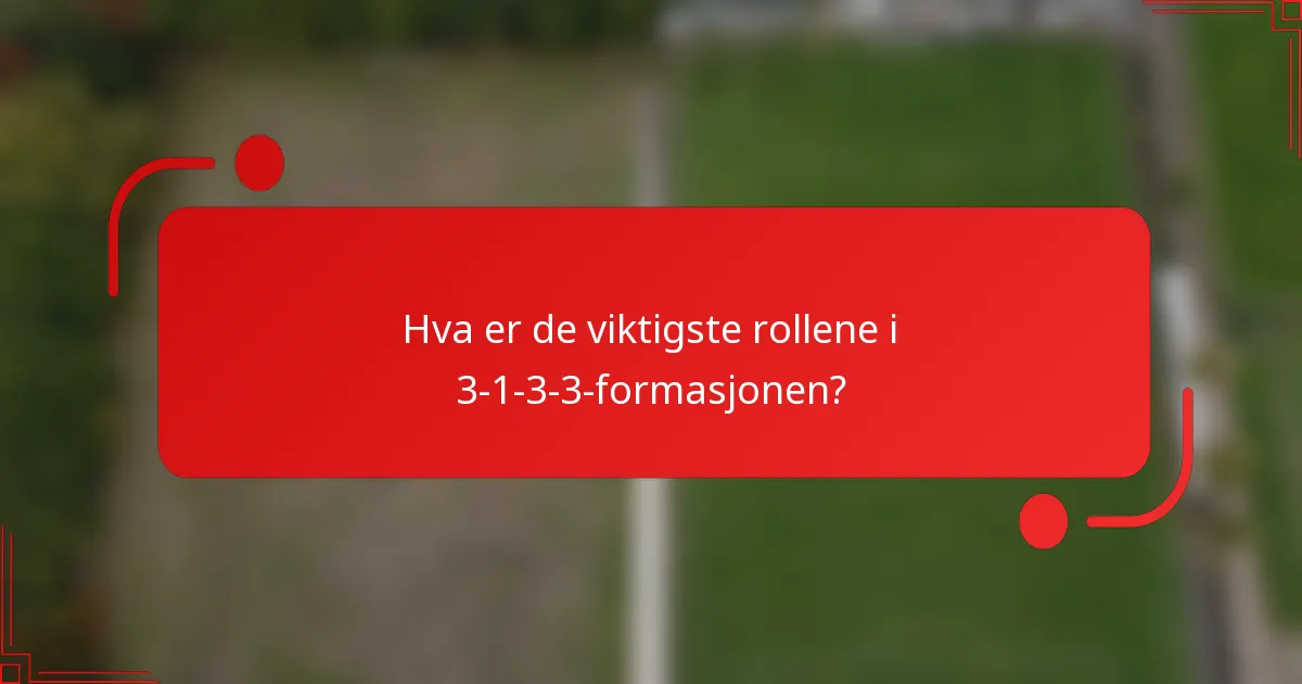 Hva er de viktigste rollene i 3-1-3-3-formasjonen?