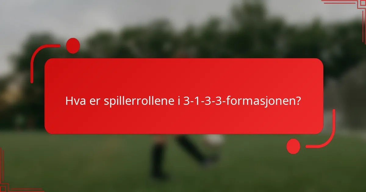 Hva er spillerrollene i 3-1-3-3-formasjonen?